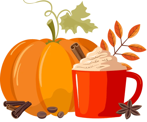 pumpkin and pumpkin spice latte decor