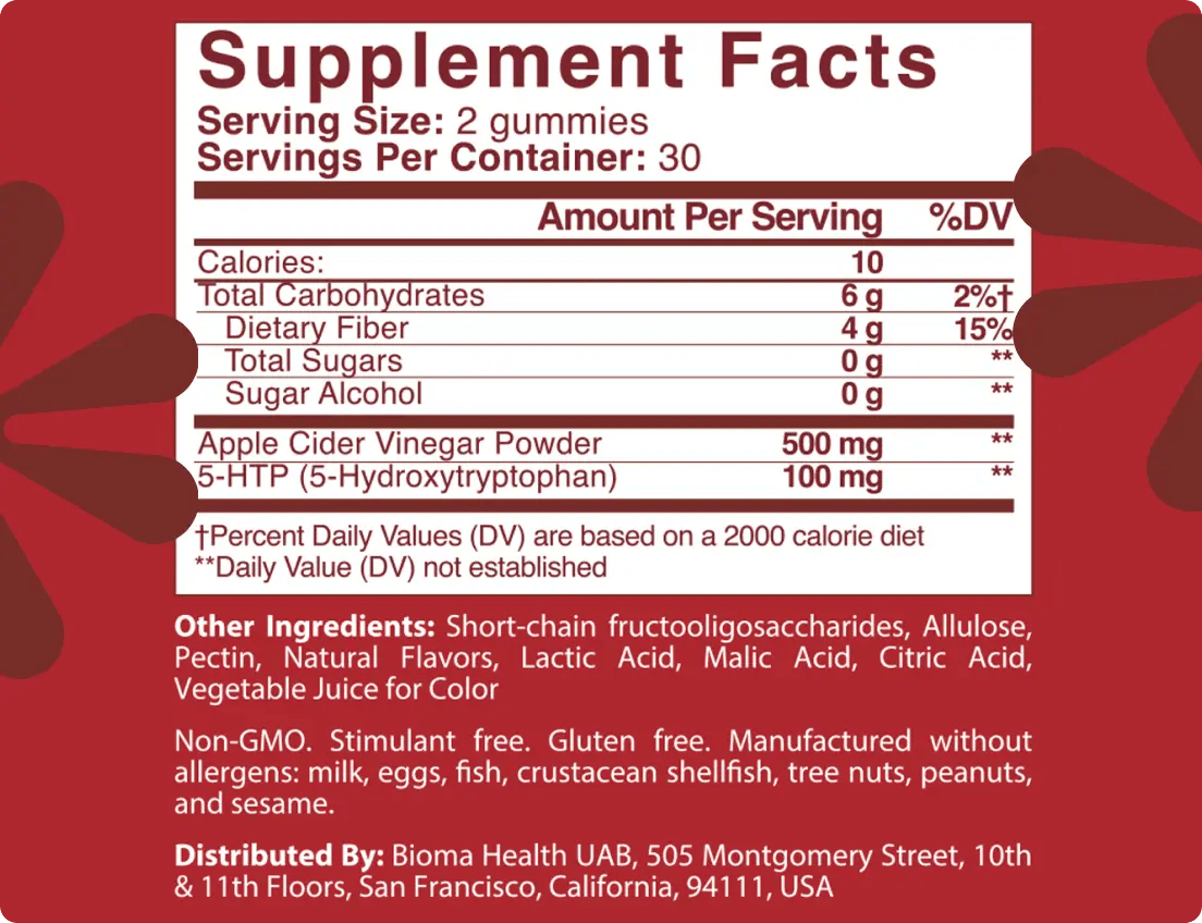 Apple Cider Vinegar Gummies Supplement Facts